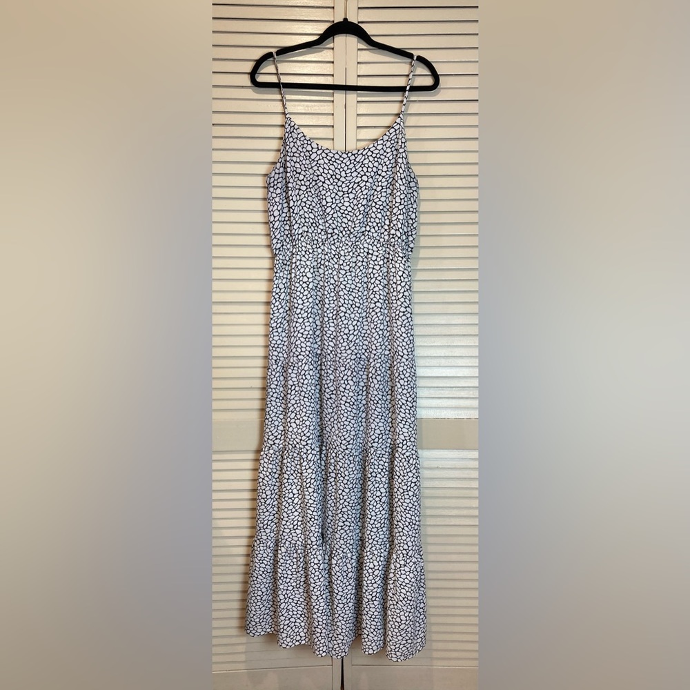 Michael Michael Kors Tiered Maxi Dress Size XL Black White Geometric Sleeveless